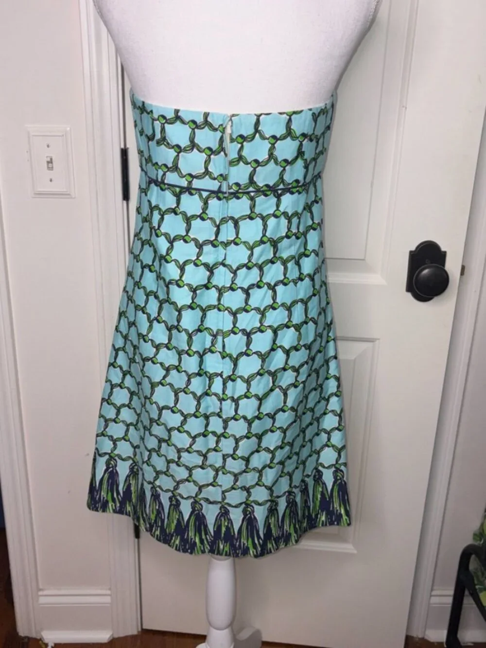 Lilly Pulitzer Bowen Cameo White Macrame Me Tassel Print Strapless Dress 6 - Picture 4 of 16